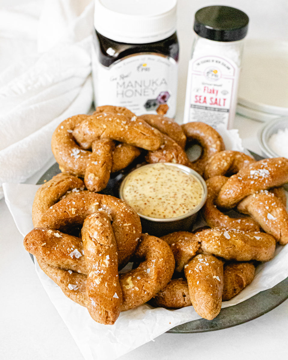 Easy GlutenFree Oat Flour Pretzels with Honey Mustard Dipping Sauce