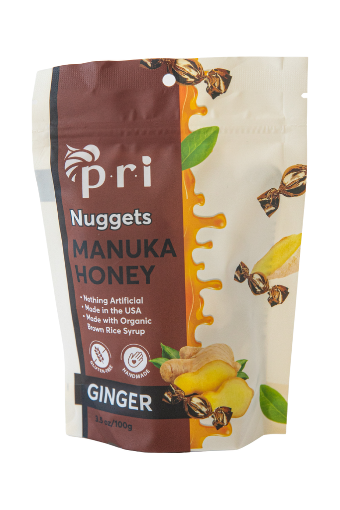 PRI - Manuka Honey Nuggets - Ginger - Front