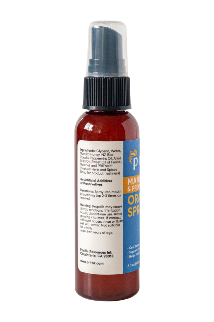 PRI - Propolis & Active Manuka Oral Spray - Ingredients, Direction, Warning
