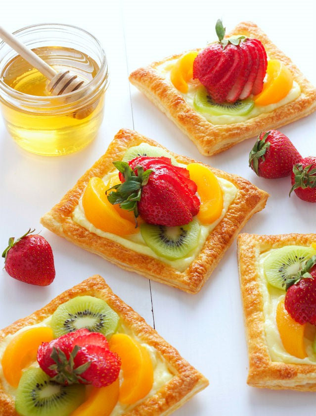 Manuka Honey Glazed Fruit Tarts With Vanilla Bean Custard Filling