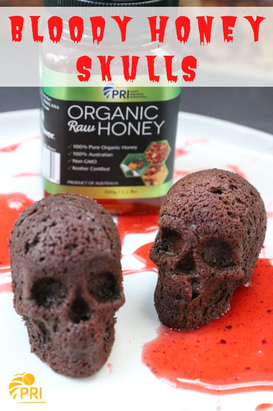Bloody Honey Skull Cakes with PRI Organic Raw Honey!