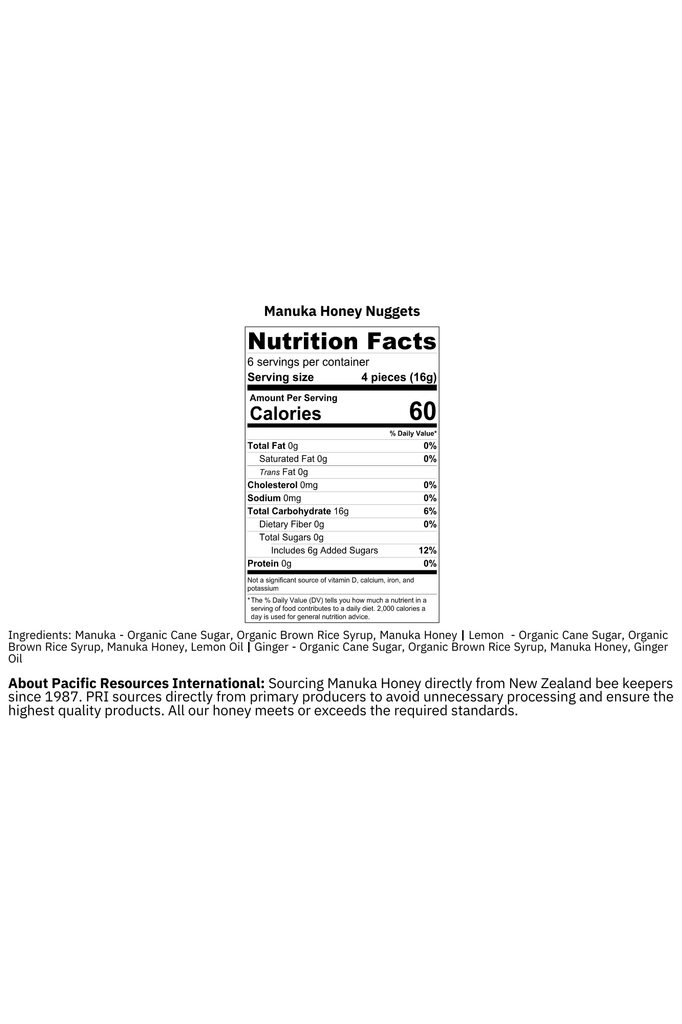 Manuka Honey Nuggets - Lemon - Nutritional Facts and Ingredients