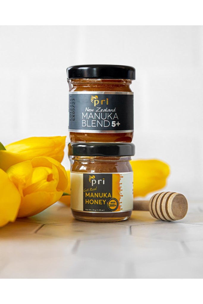 PRI Mini Sampler Manuka Honey Jars 1.25oz - Group with Background