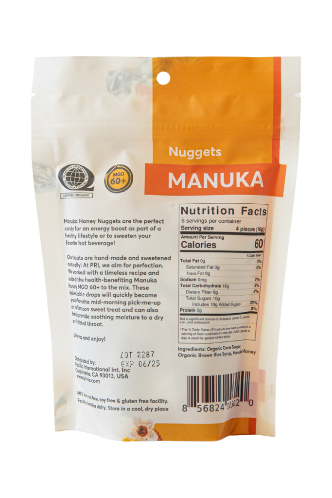 PRI - Manuka Honey Nuggets - Manuka - Nutritional Facts, UPC Scan Code