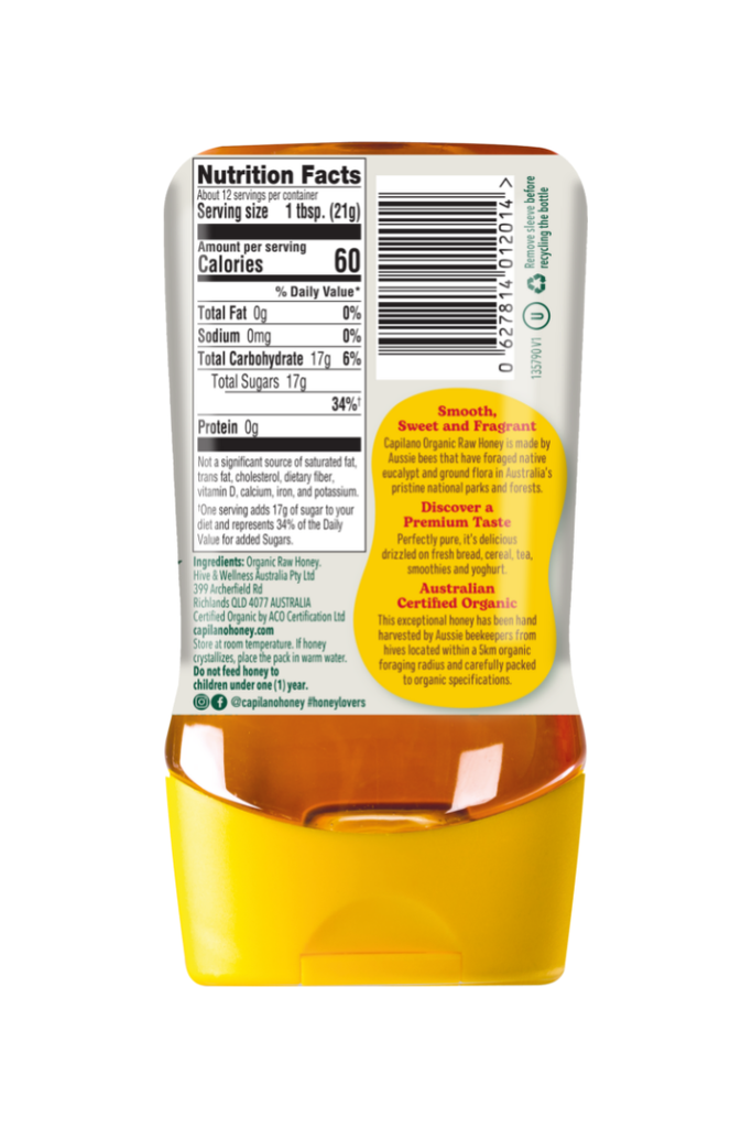 Capilano - Australian Organic Honey - Nutritional Facts, UPC Scan Code, Ingredients