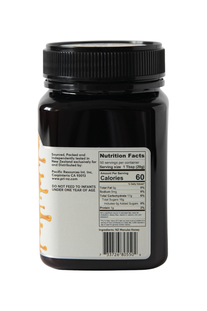 PRI - Manuka Honey 500+- Nutritional Facts, Ingredients, UPC scan Code