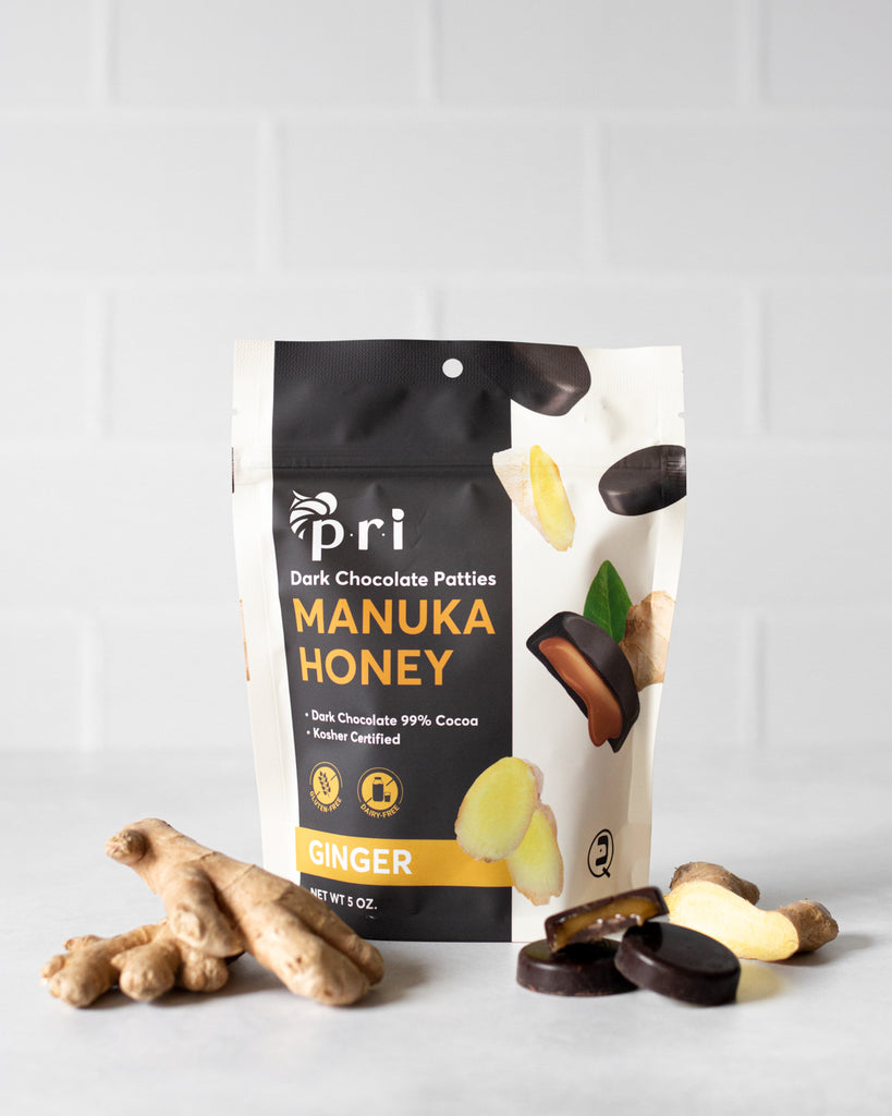PRI Manuka Honey Chocolate Bag- Front - Ginger Flavor