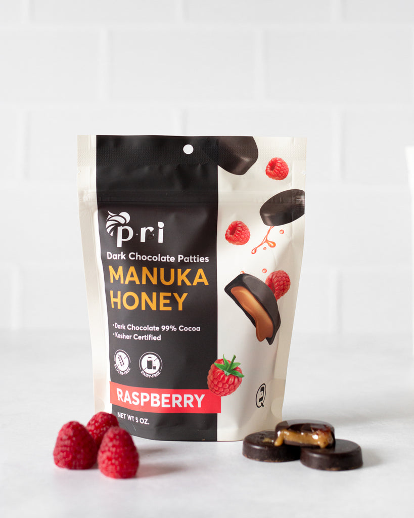 PRI Manuka Honey Chocolate Bag - Front - Raspberry Flavor