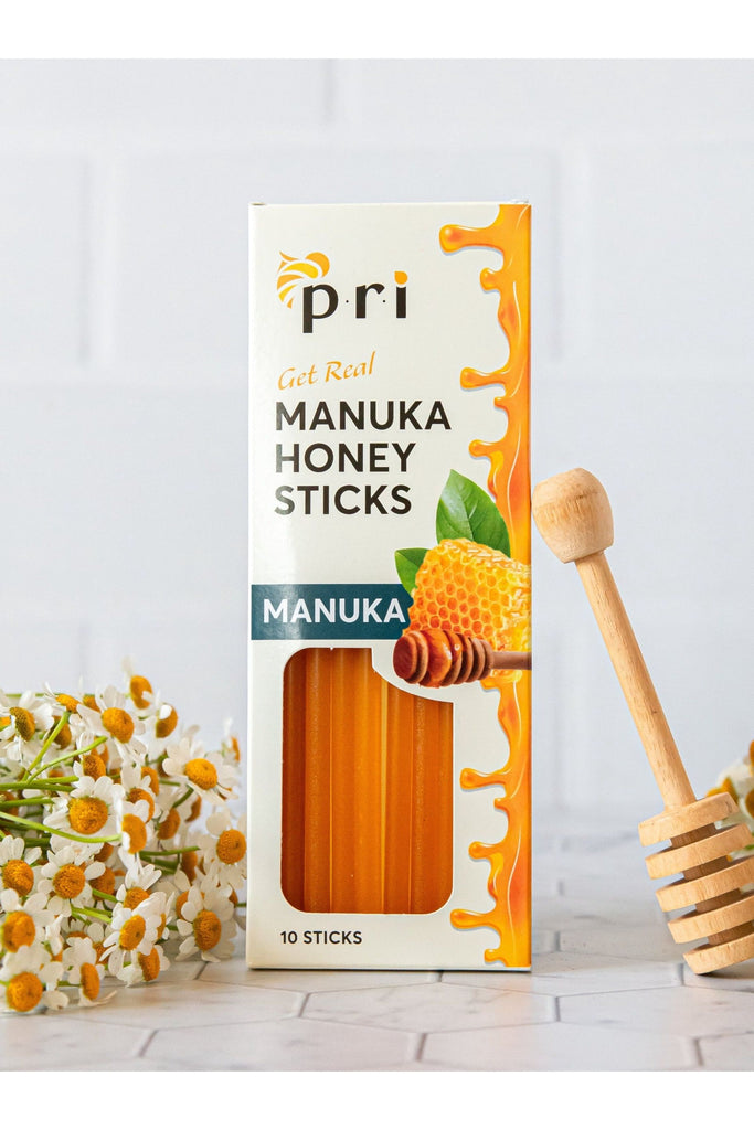 PRI - Manuka Honey Sticks - Front with Background
