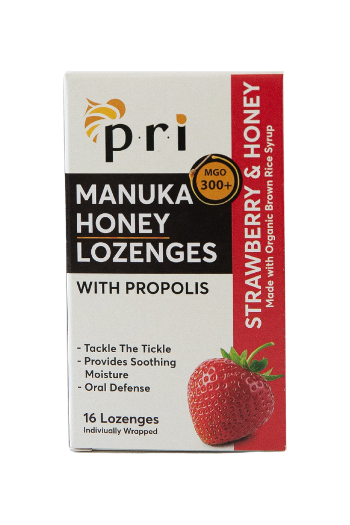 PRI - Manuka Honey Lozenges - Strawberry - Front