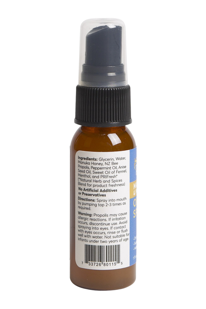 PRI - Propolis & Active Manuka Oral Spray - Ingredients, Directions, UPC Scan Code