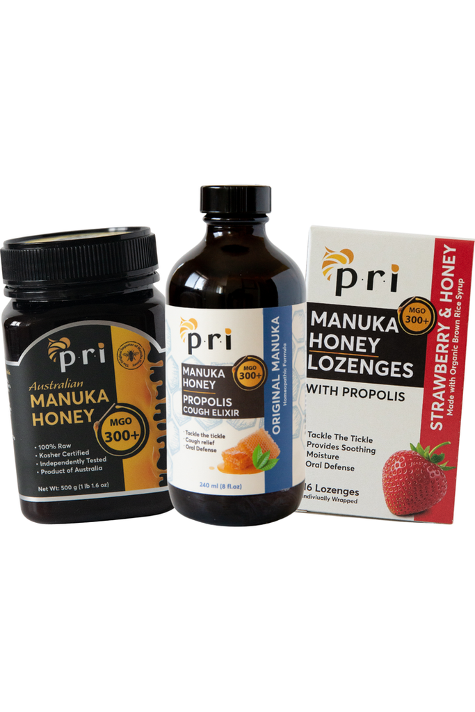PRI - Australian Manuka Honey 300+ + Strawberry Lozenge + Original Elixir