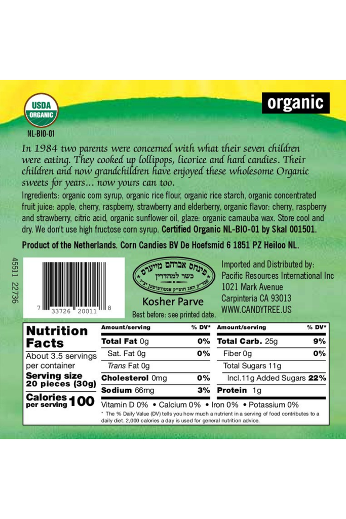 Candy Tree - Organic Fruit Mix Bites - Nutritional Facts, UPC Scan Code, Description