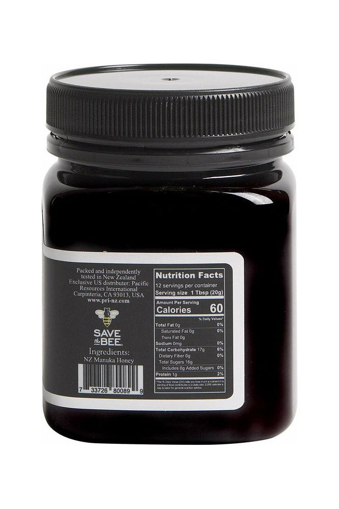 PRI - Manuka Honey MGO 60+ - 250g - Nutritional Facts and UPC Scan Code